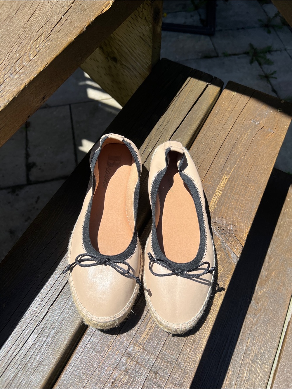 Women’s Nude Espadrille Ballet Flats with Black Trim